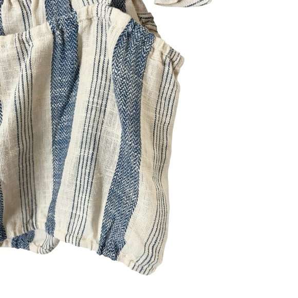 Alice + Olivia Celestia Size Small Striped Linen Blend Flutter Sleeve Crop Top - Picture 6 of 9